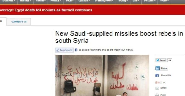 رويترز: وصول صواريخ بتمويل سعودي عبر الأردن إلى سورية