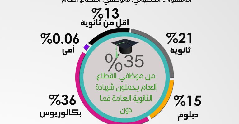 35 % من موظفي الحكومة يحملون شهادة الثانوية العامة فما دون 35 % من موظفي الحكومة يحملون شهادة الثانوية العامة فما دون