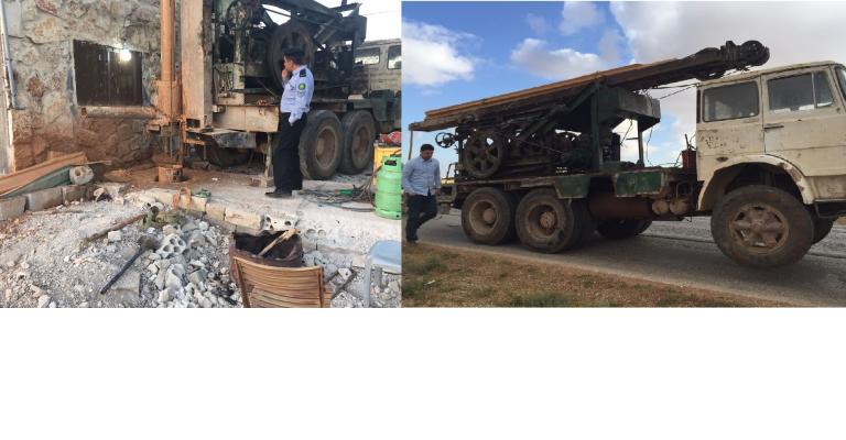 المياه: ضبط حفارة مخالفة اثناء حفر بئر مخالف في الرمثا