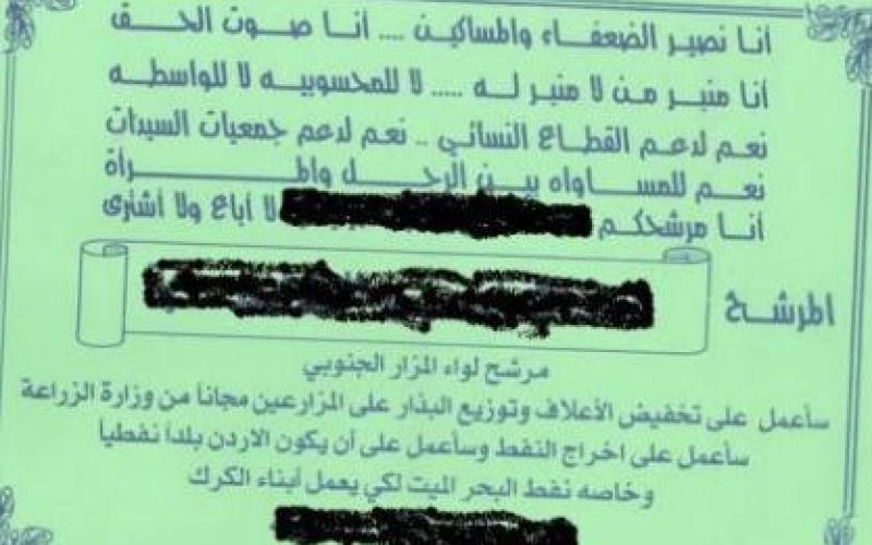 لقطة انتخابية ..مرشح في الكرك يعد باستخراج النفط