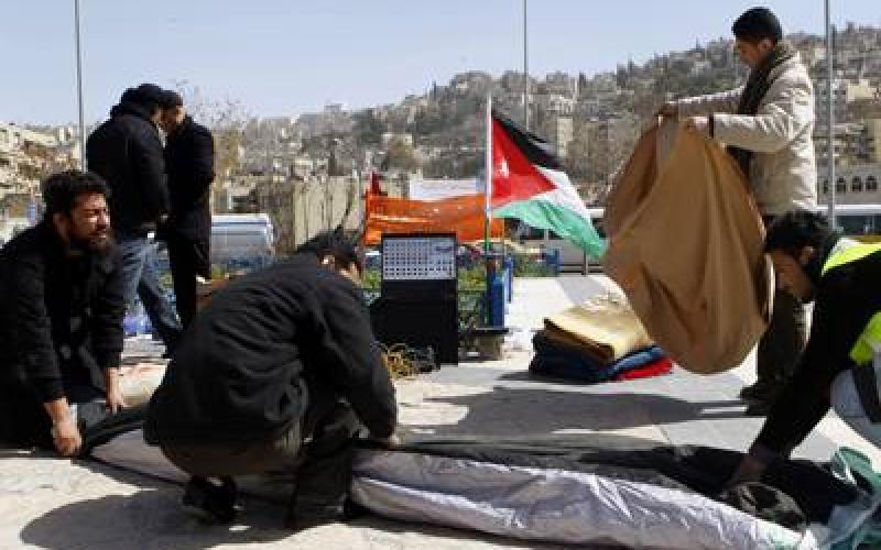 Activists set up camp in city center