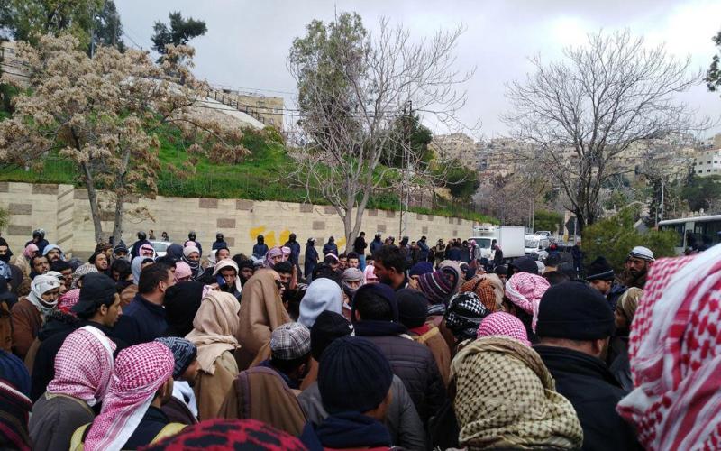  اعتصام المتعطلين من معان في محيط الديوان الملكي، تصوير يزن ملحم، حبر، شباط 2019