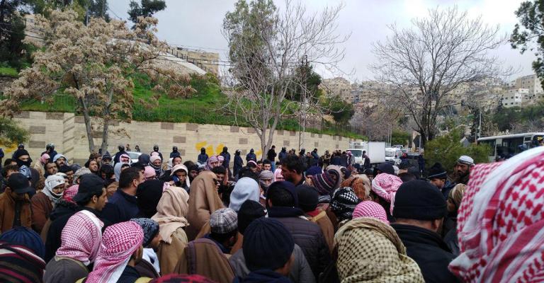  اعتصام المتعطلين من معان في محيط الديوان الملكي، تصوير يزن ملحم، حبر، شباط 2019