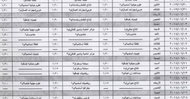 برنامج امتحان شتوية التوجيهي