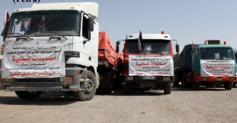 الخيرية الأردنية الهاشمية تسير قافلة مساعدات إلى غزة 
