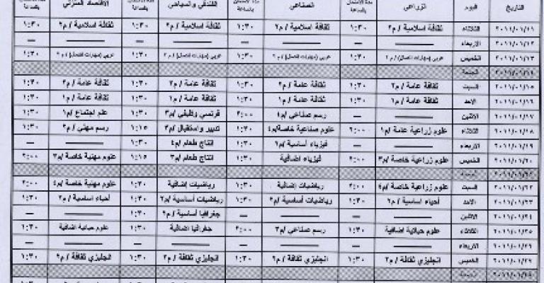 إعلان برنامج امتحانات شتوية التوجيهي