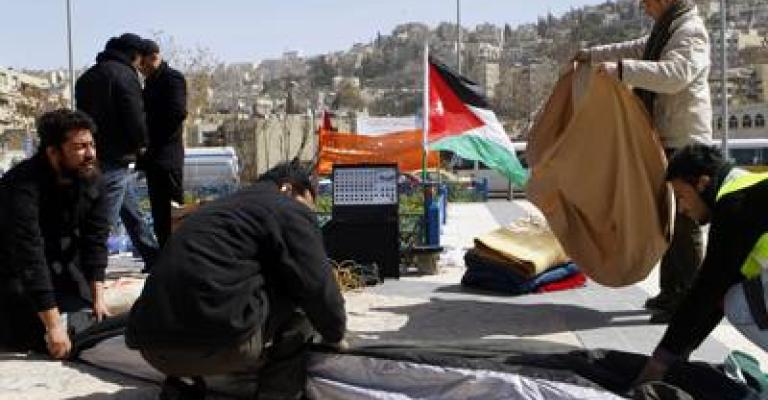 Activists set up camp in city center