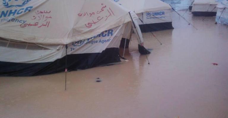 الأمطار نقمة في الزعتري
