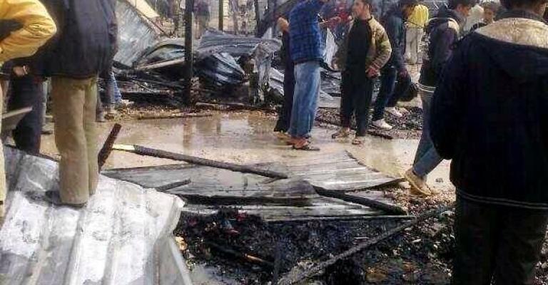 حريق يأتي على 35 خيمة في الزعتري وأنباء عن وفاة طفلة
