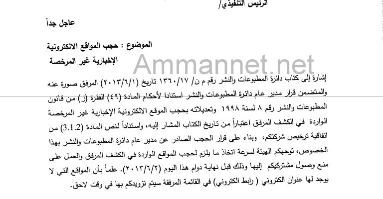 "المطبوعات تخاطب "الاتصالات" لحجب المواقع غير المرخصة (وثائق)