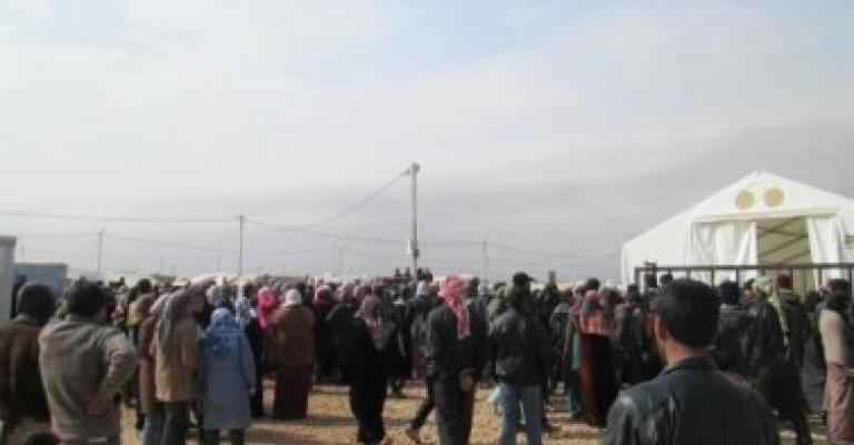 اعتصام في الزعتري نصرة لأشقائهم بالمدن السورية