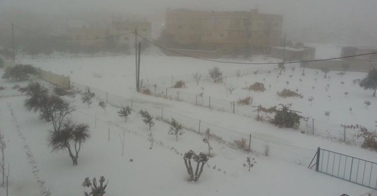 الثلج في محافظة الكرك عدسة عباس النوايسة / فيسبوك 