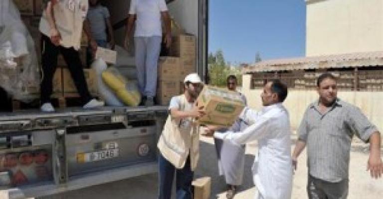 شاحنات مساعدات كويتية للاجئين السوريين