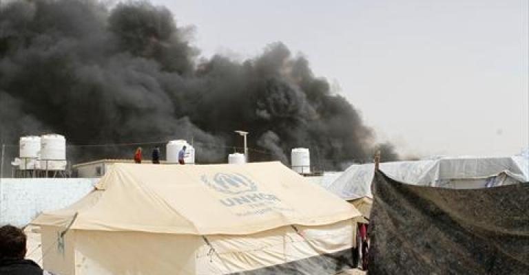 الزعتري: حريق يأتي على مسجد و11 كرفاناً