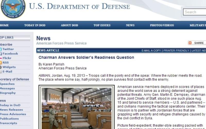 ديمبسي:قواتنا شريكة للأردن بمواجهة تحديات الأزمة السورية