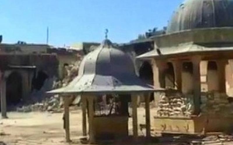 تدمير مئذنة الجامع الأموي في حلب