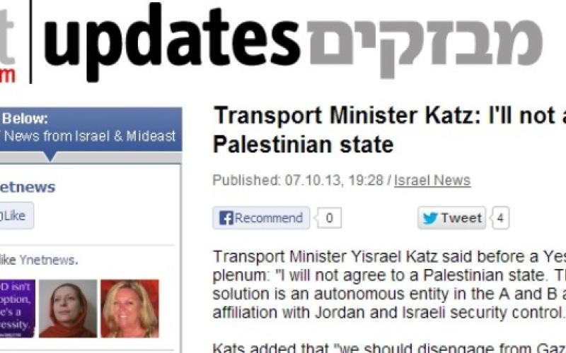 وزير إسرائيلي: الحل الوحيد بربط الضفة بالأردن